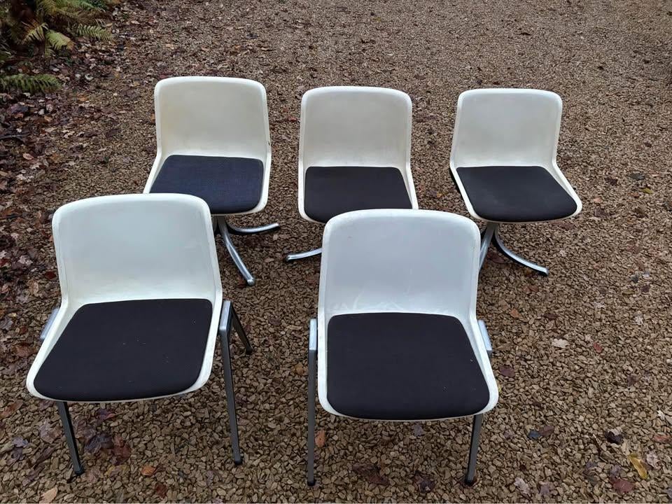 5 chaises de bureau Tecno (années 1970), Huis en Inrichting, Ophalen, Gebruikt, Wit