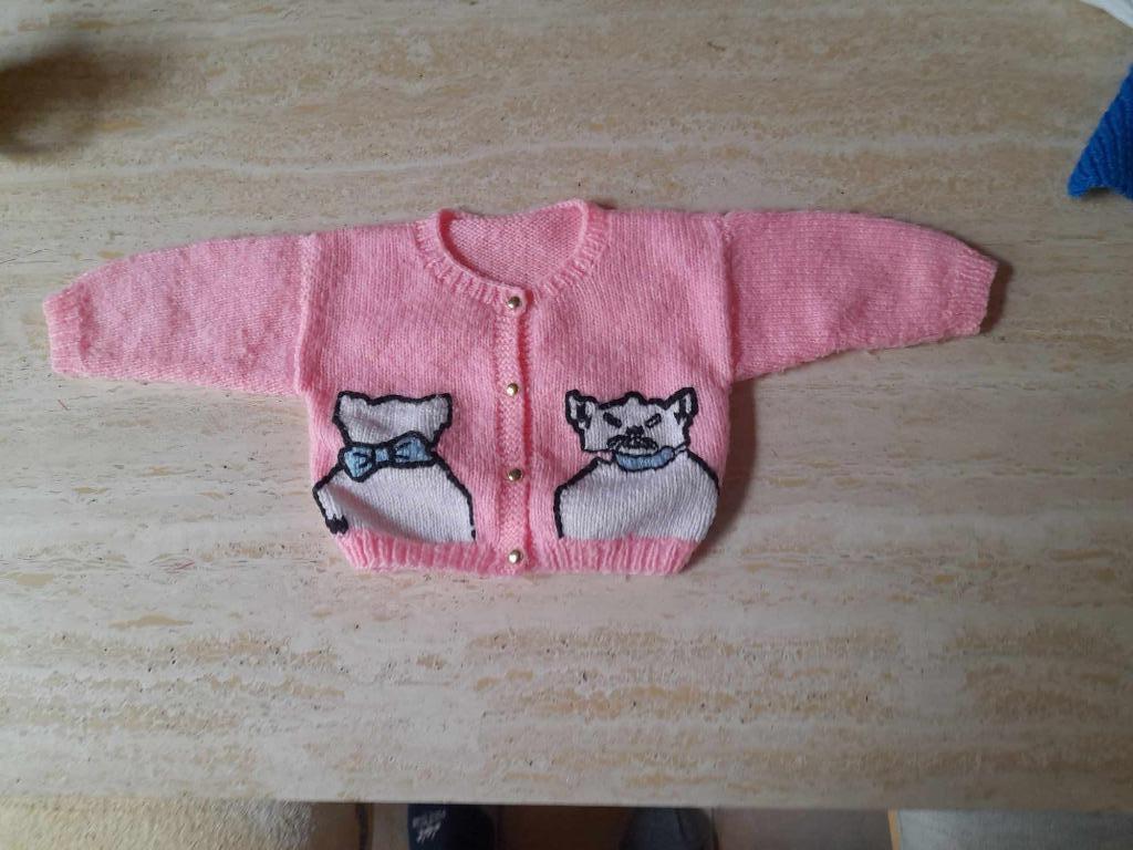 Pull rose pour fille d'environ 1 an (tricoté à la main), Enlèvement ou Envoi, Astrid Deweer, Pull ou Veste, Utilisé