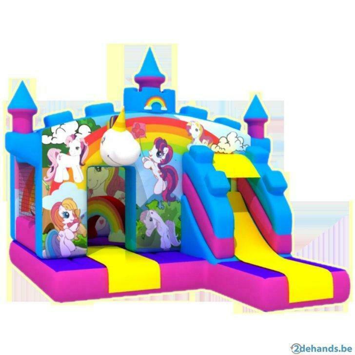 Te huur: springkasteel Unicorn met glijbaan, Verzenden, Gebruikt, Feestartikel