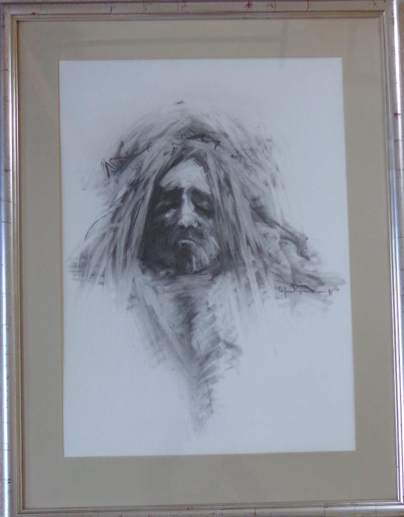 RAFAEL GORSEN / BEBAARDE MAN / ORIGINEEL / 113x87cm / KADER, Antiek en Kunst, Ophalen