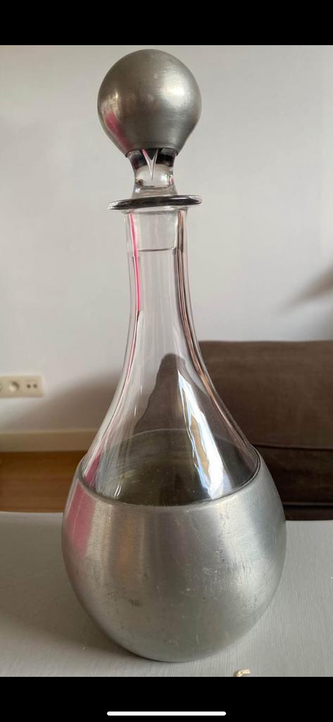 Carafe en verre et métal, Ophalen, Gebruikt, Glas, Kom(men)