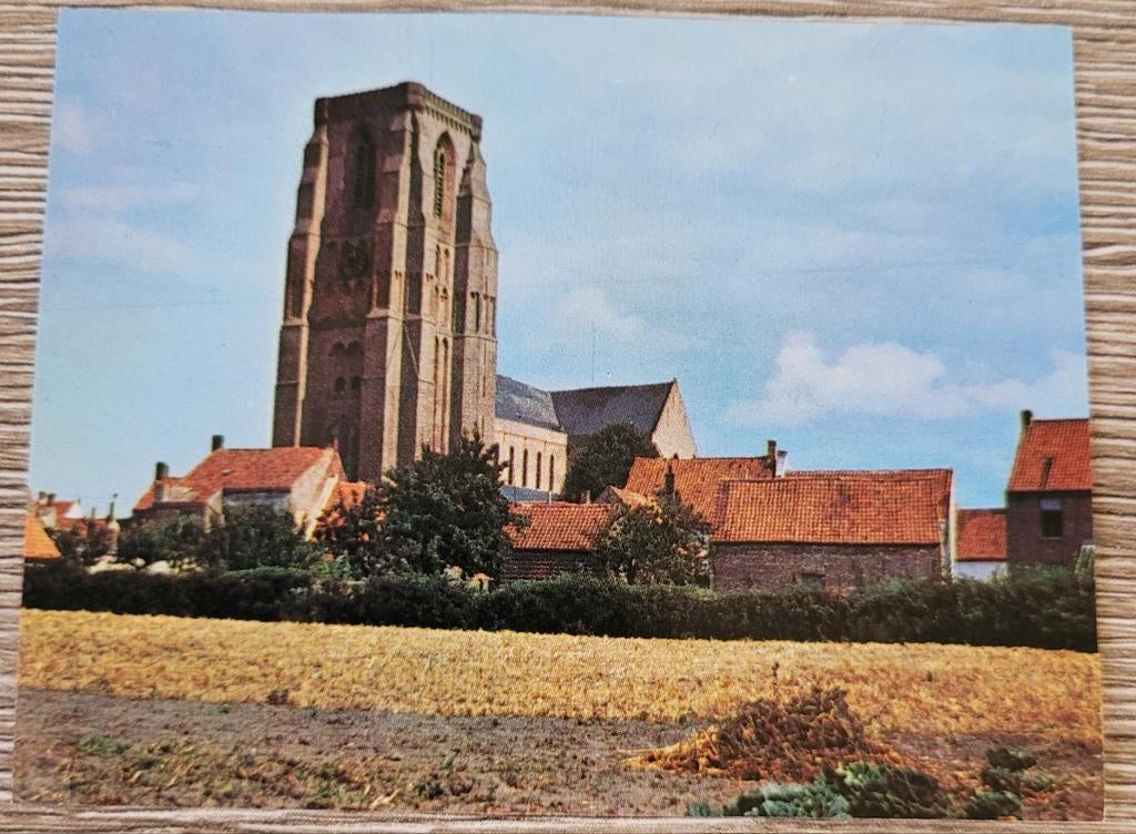 Oude fotoprent: toren van Lissewege, Ophalen of Verzenden, Gebruikt, Gebouw, Prent