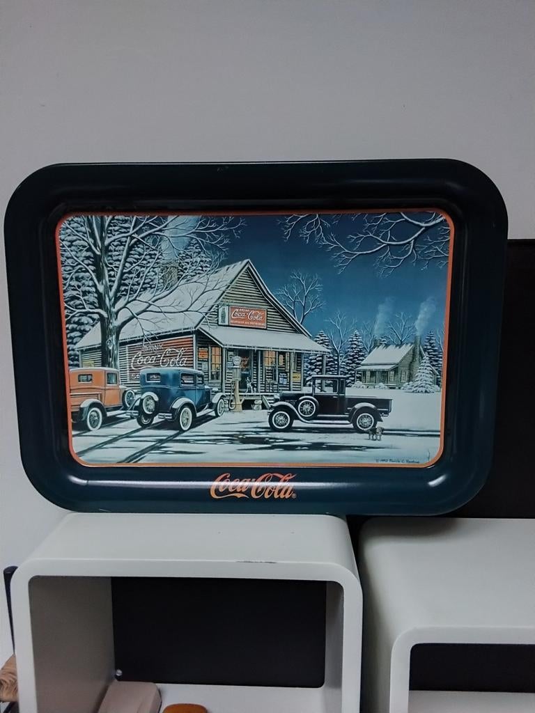 Groot Gesigneerd dienblad Coca-Cola 1995 collectorsitem, Ophalen of Verzenden, Nieuw, Metaal