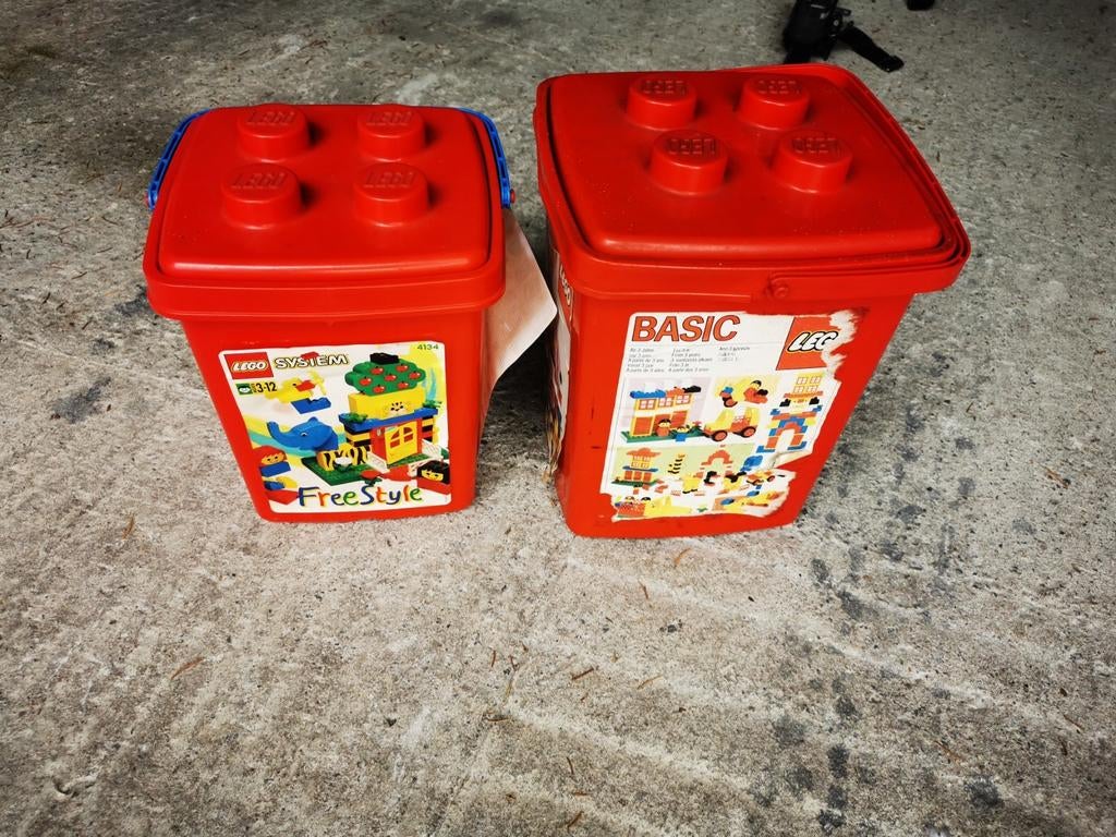 Lego opbergdozen emmers  jaren 80, Ophalen of Verzenden, Gebruikt