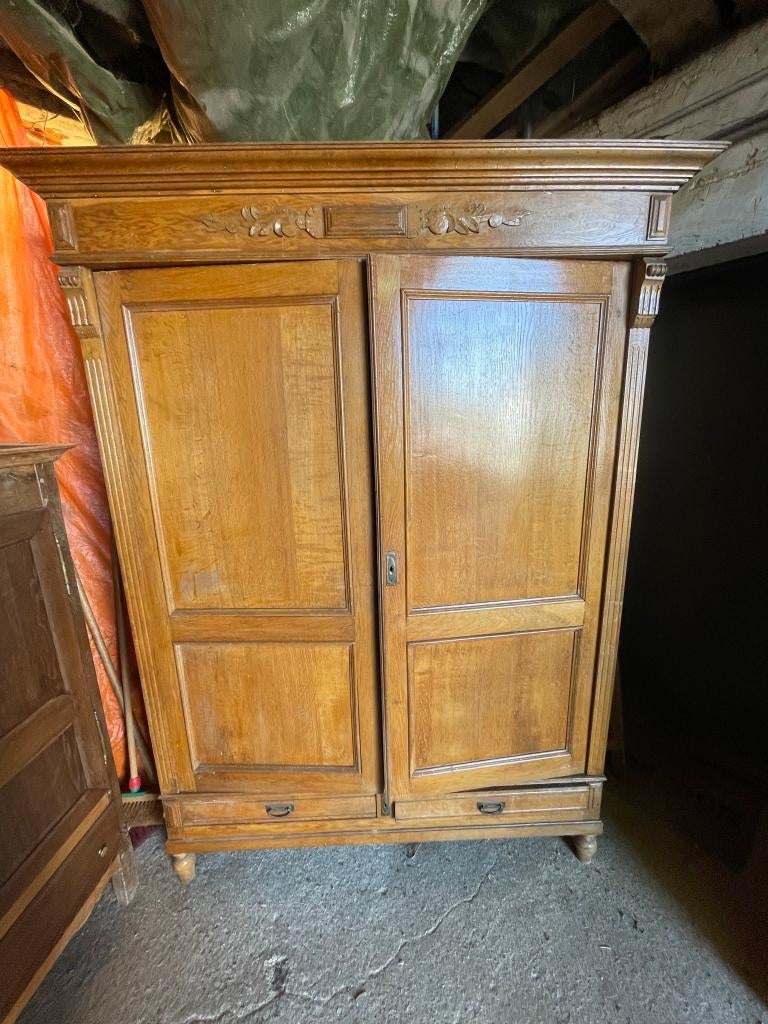 garde robe en chène massif clair, Ophalen, Gebruikt, Eikenhout, Met deur(en)