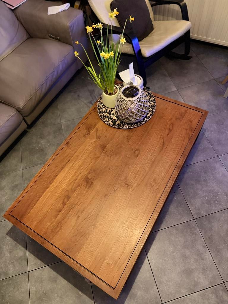 Table basse en bois de teck massif, Maison & Meubles, Tables | Tables de salon, Enlèvement, Comme neuf, Teck