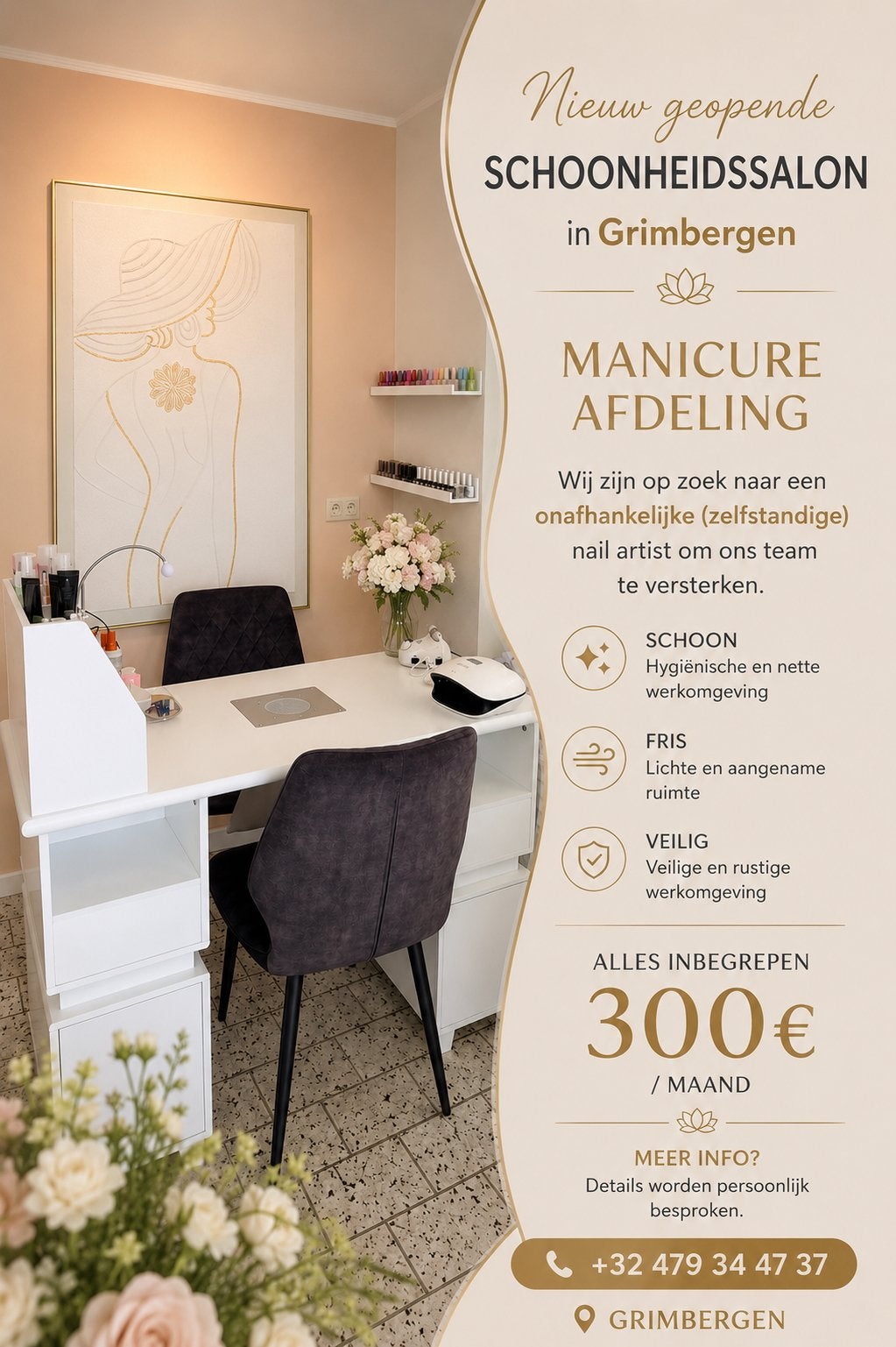 NAGELSTYLISTE – MANICURE WERKPLEK TE HUUR, Offres d'emploi, Emplois | Beauté, Horaire variable, Premier Emploi, Freelance ou Intérim