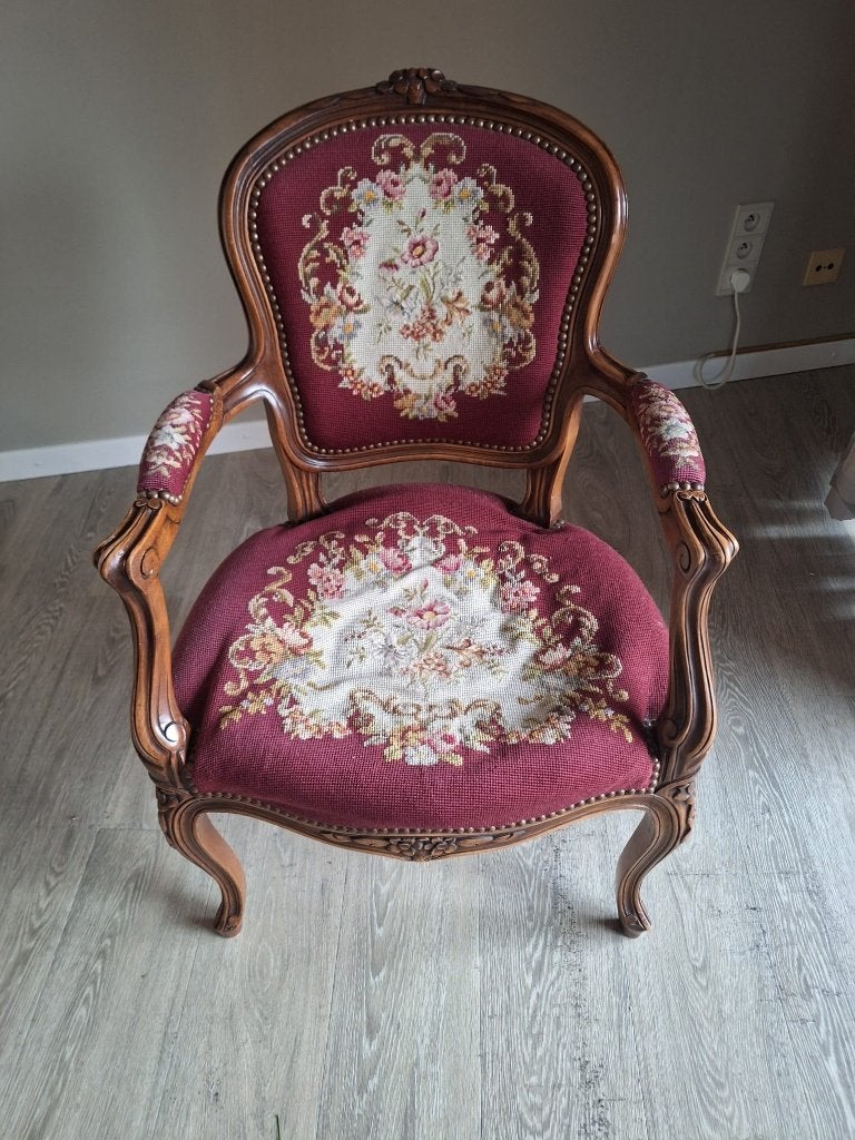 Antieke Franse Louis XV-stijl stoel, Ophalen, Gebruikt, Bruin, Franse Louis XV