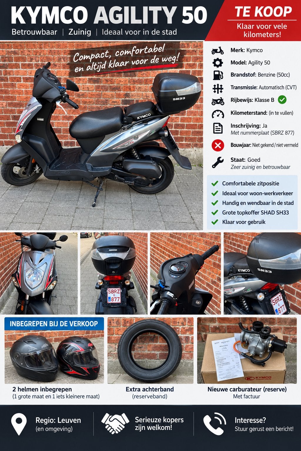 Kymco Agility 50 cc, Enlèvement, Comme neuf, Agility