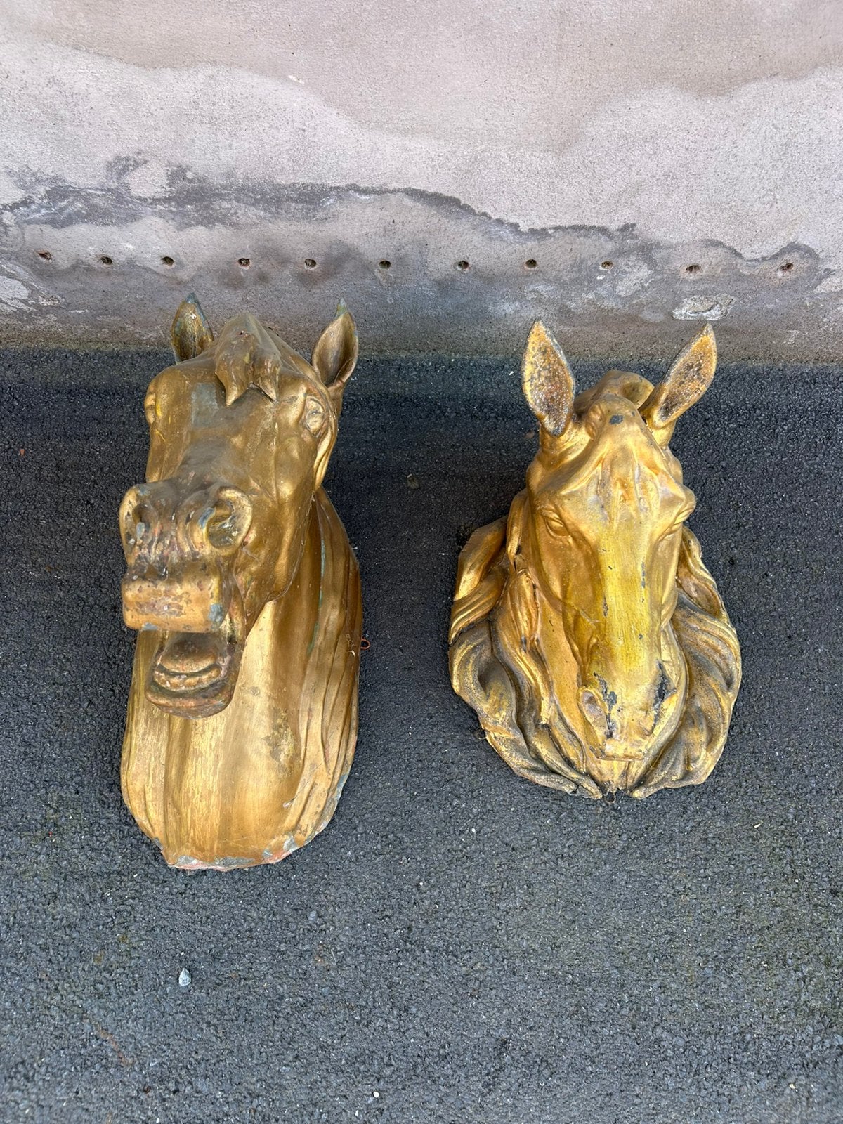 2 stuks unieke OUDE zinken koppen oude slagerij 150 jaar oud, Antiek en Kunst, Ophalen