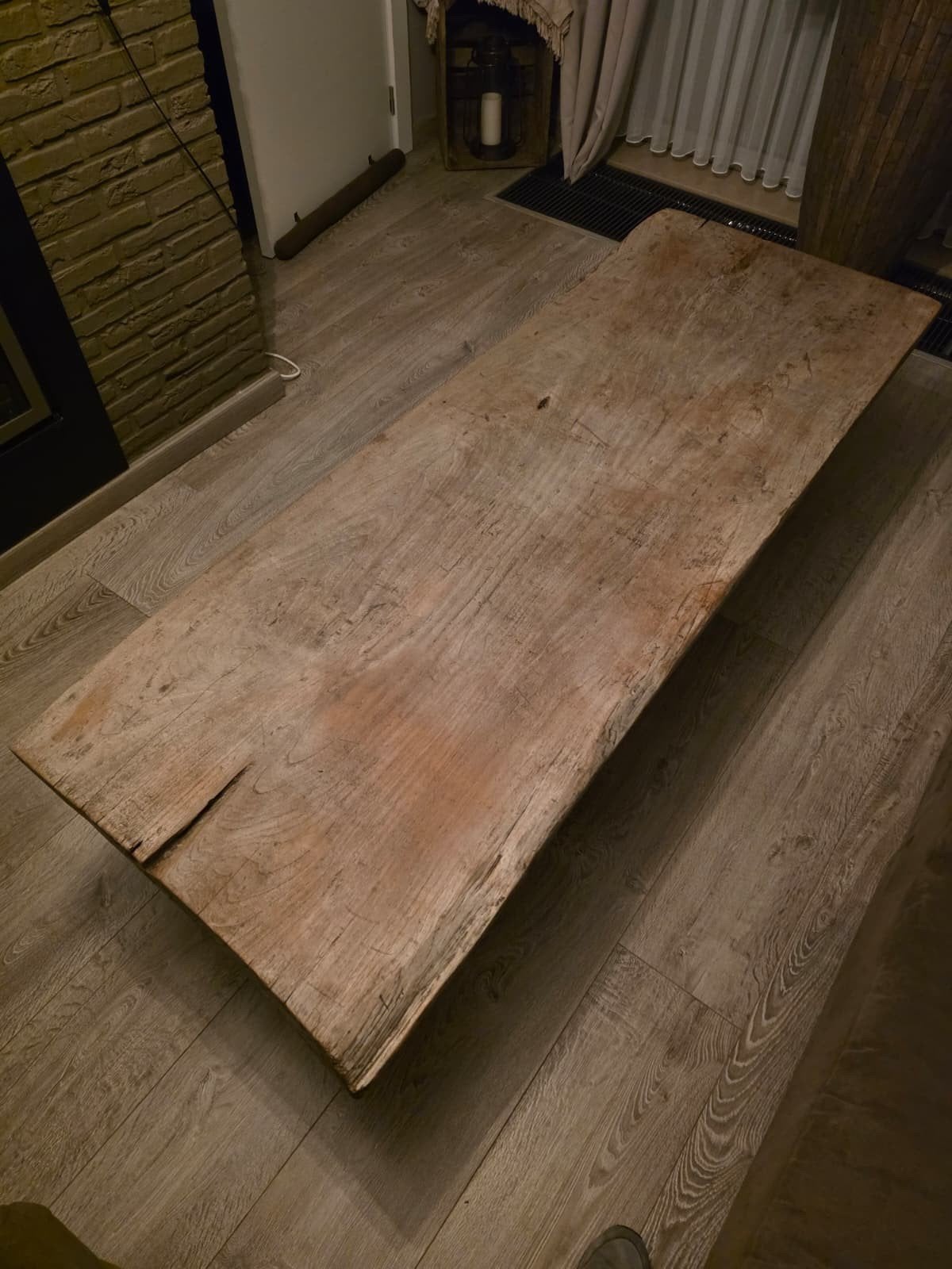 prachtige landelijke sobere zeer zware teakhouten salontafel, Huis en Inrichting, Tafels | Salontafels, Ophalen, Rechthoekig, Teakhout