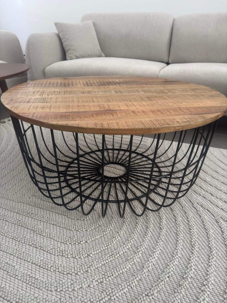 Houten salontafel te koop, Moins de 50 cm, Rond, 50 à 100 cm, Enlèvement