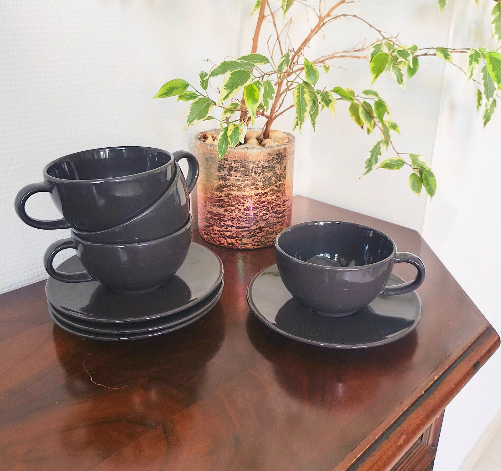 Set de tasses à café IKEA avec assiettes, Enlèvement ou Envoi, Comme neuf, IKEA, Tasse(s) et/ou soucoupe(s)