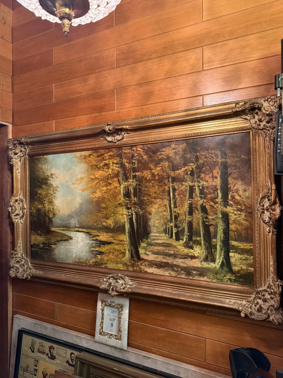 Groot Olieverfschilderij Boslandschap 'R. Everaert', Doek, Ophalen of Verzenden, Gesigneerd, Olieverf
