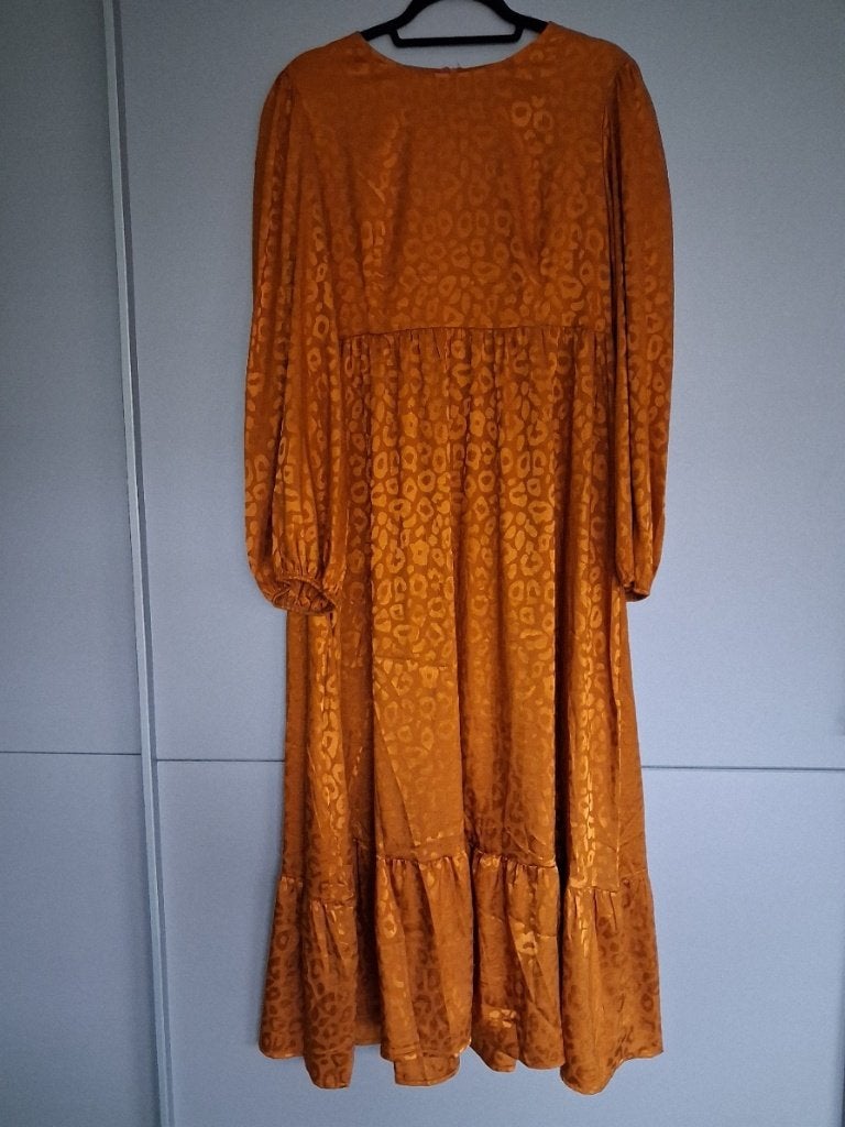 Robe longue orange à imprimé léopard XL - Comme neuve, Taille 46/48 (XL) ou plus grande, Enlèvement ou Envoi, Comme neuf, Orange