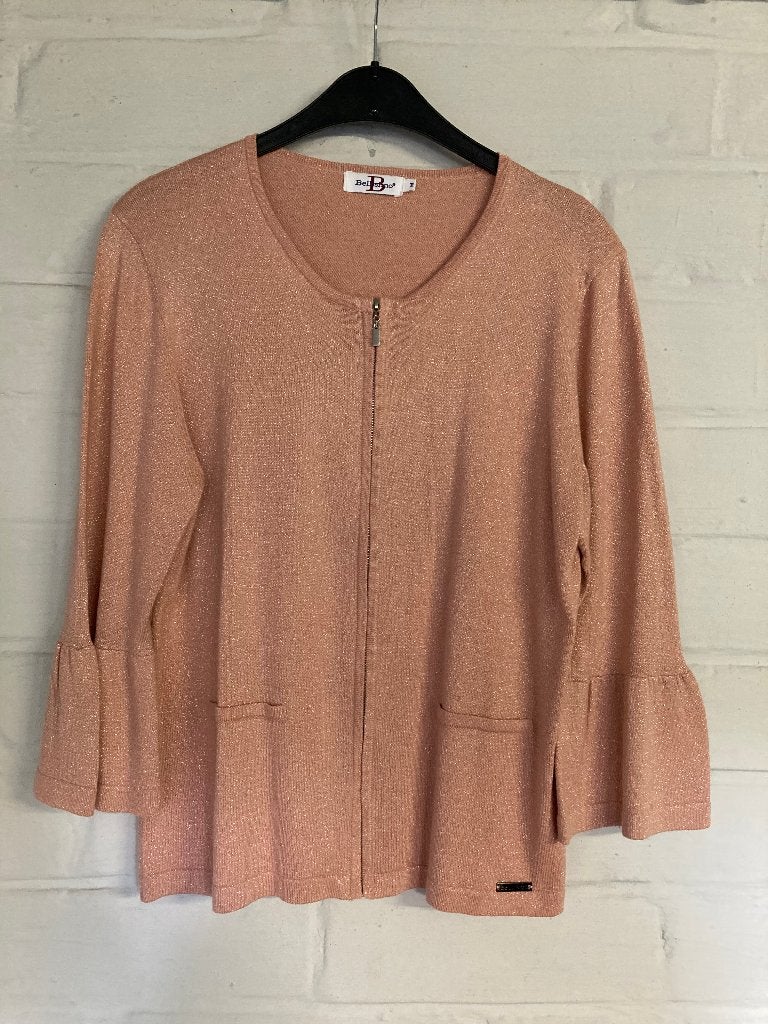Zalmkleurige met zilver gespikkelde cardigan, M, Bellisimo, Maat 38/40 (M), Meerkleurig, Ophalen of Verzenden, Zo goed als nieuw