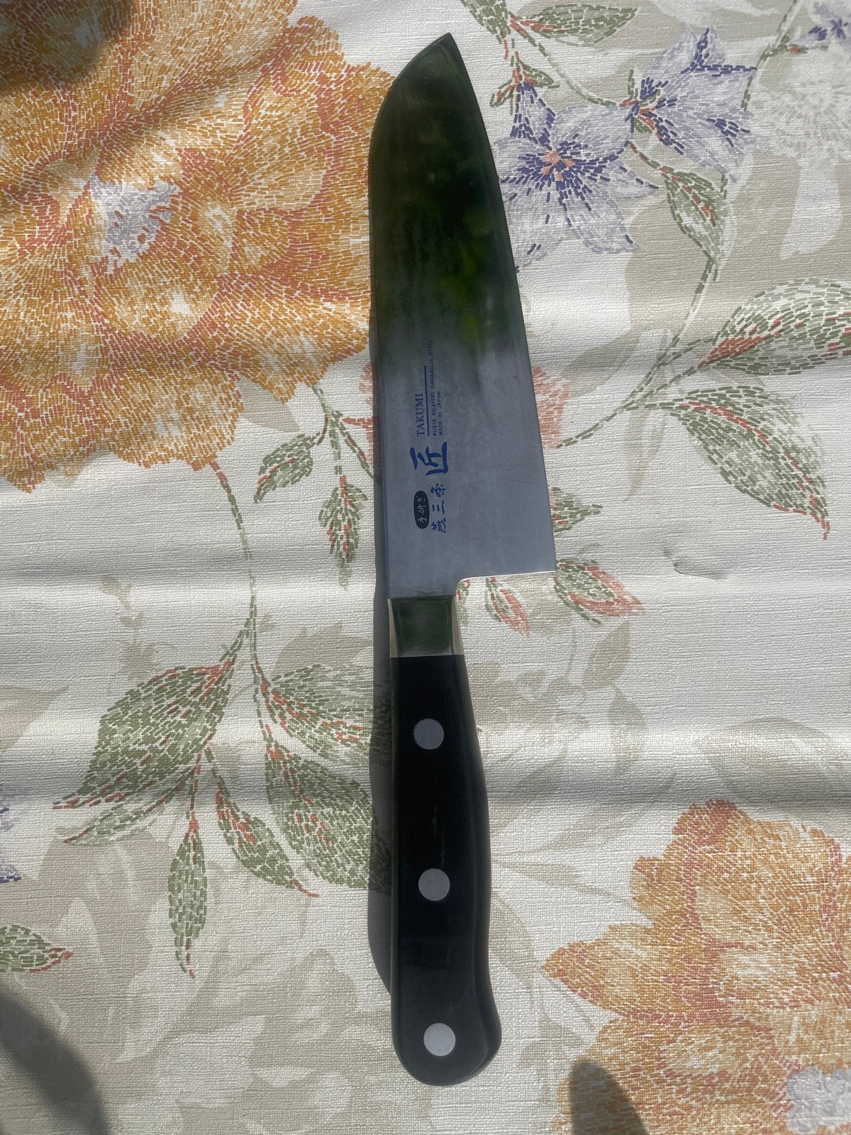 Santoku ~16,5 cm — Takumi — AUS-10 Damascus 33 lagen Japan, Overige typen, Zilver, Ophalen of Verzenden, Zo goed als nieuw