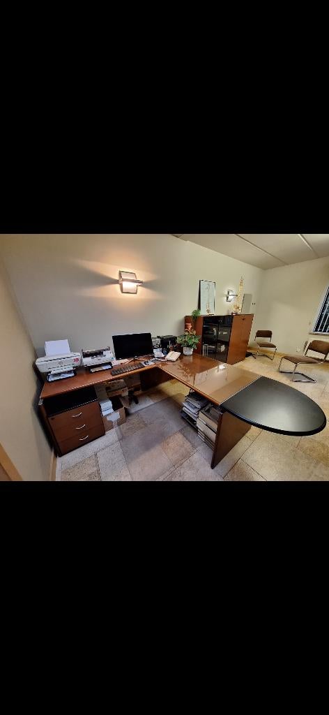 Bureau mahonie, Ophalen, Gebruikt, Hout, Hoekbureau