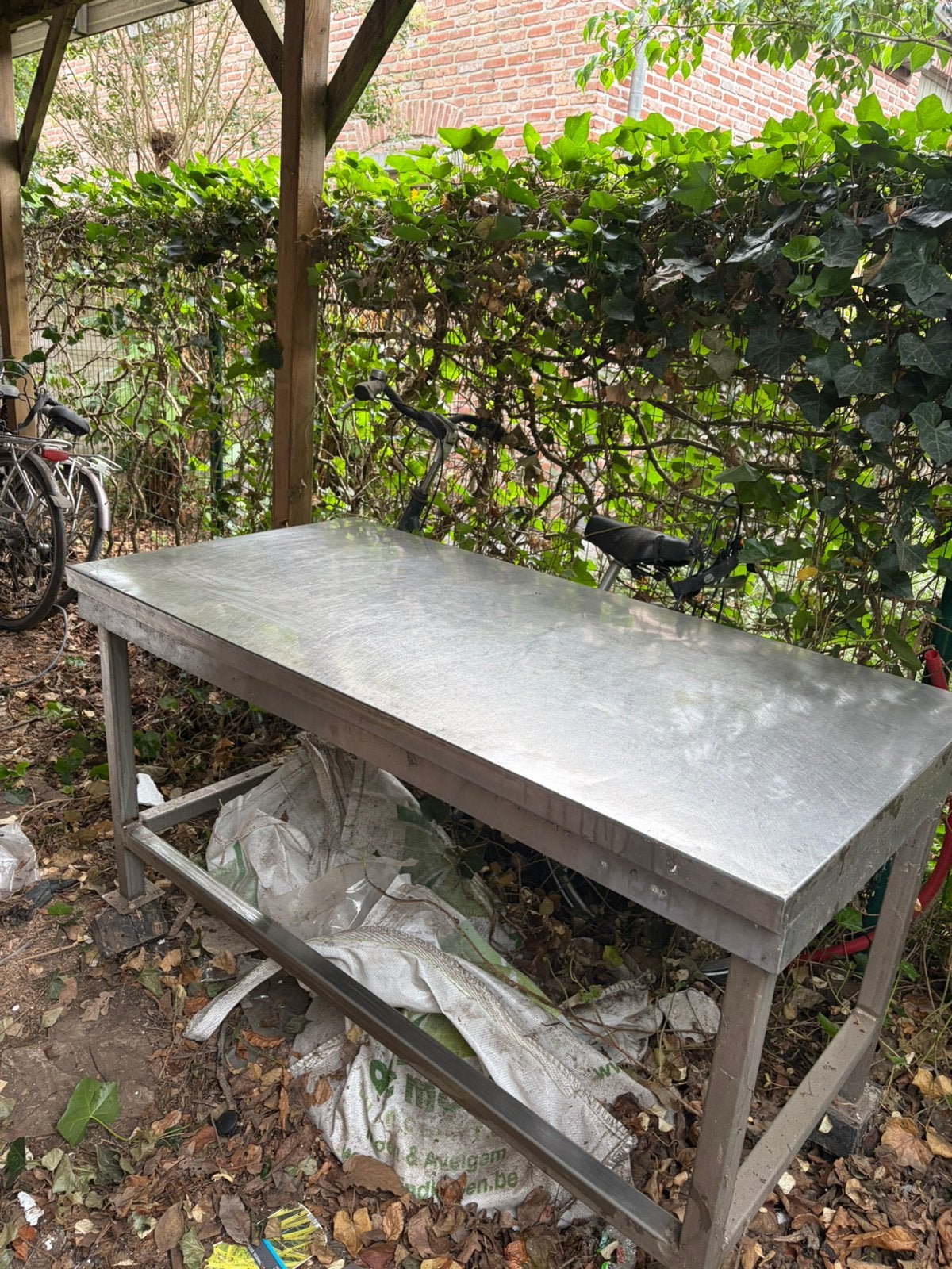 Inox tafel 140cm op 70 vm, Tuin en Terras, Ophalen, Zo goed als nieuw