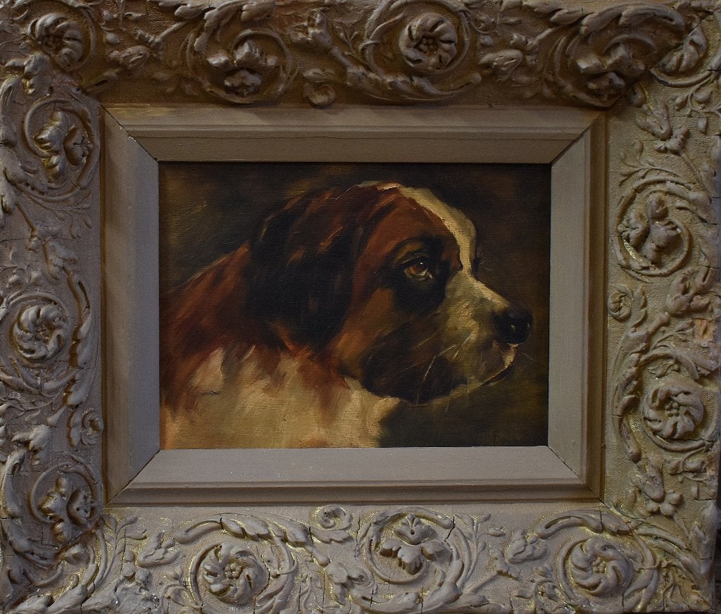 Charles Boland==Portrait d'un chien., Antiquités & Art, Art | Peinture | Classique, Enlèvement ou Envoi, Peinture à l'huile, Panneau