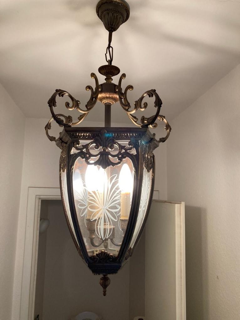 Hanglamp, Huis en Inrichting, Lampen | Hanglampen, Ophalen, Zo goed als nieuw, Glas, 50 tot 75 cm