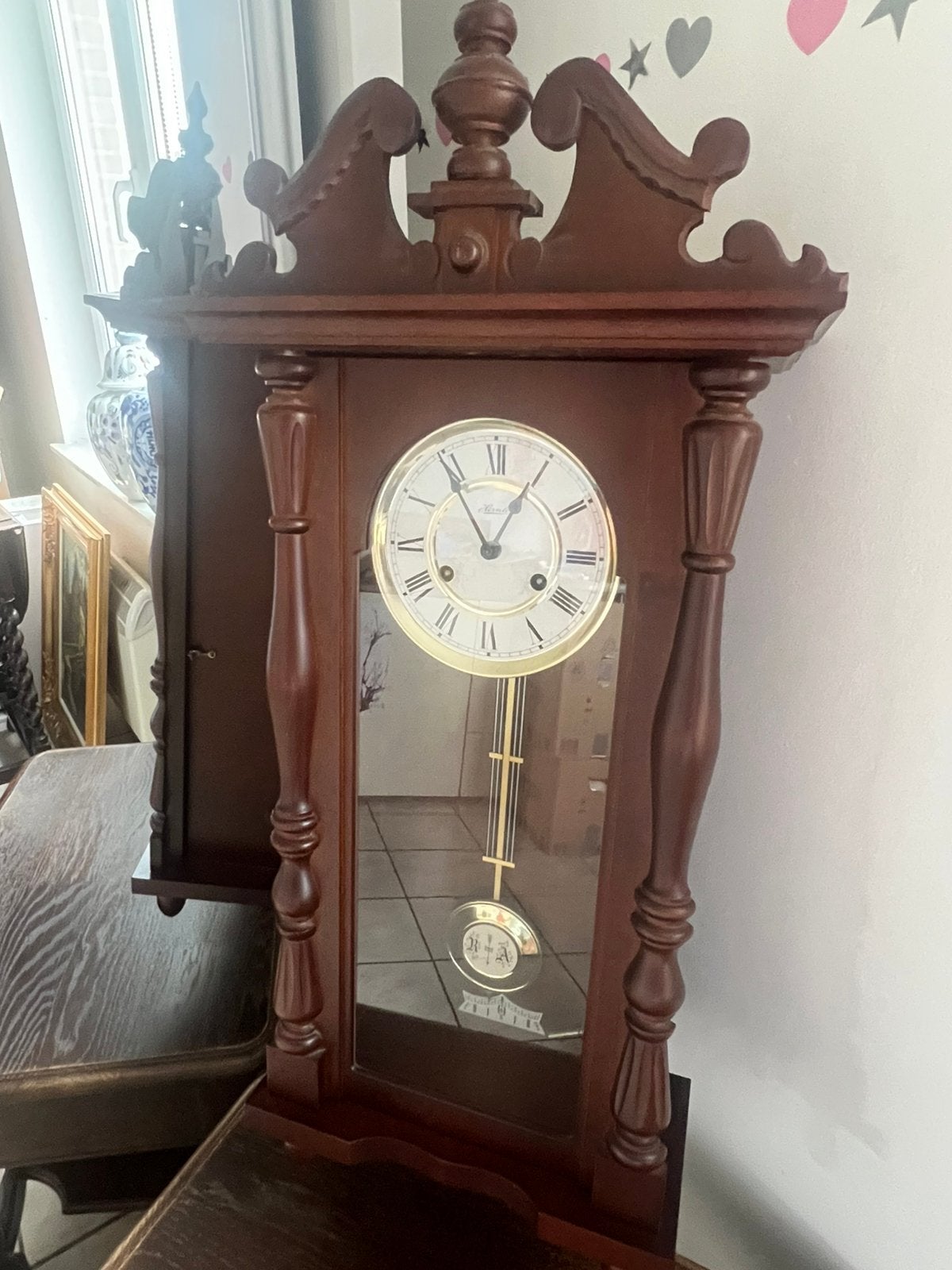 horloge murale en bois classique, horloge à pendule, Antiquités & Art, Antiquités | Horloges, Enlèvement
