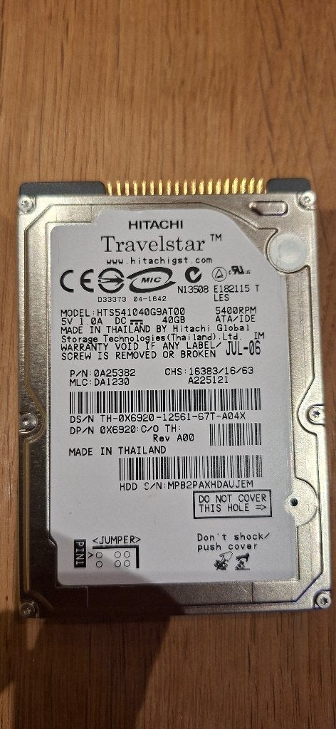 HDD 2.5 Hitachi 40 GB HTS541040G9AT00, Computers en Software, Intern, Gebruikt, HDD, Laptop