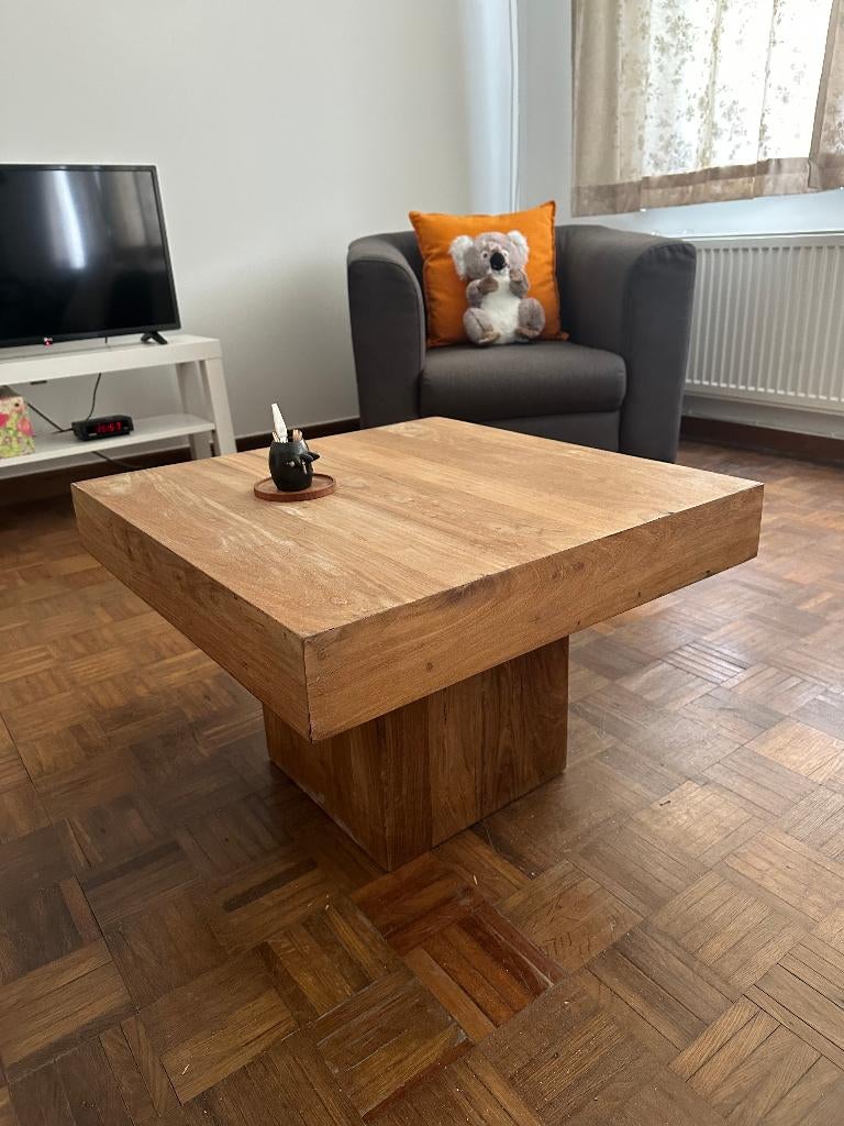 Teak salontafel, Enlèvement, Comme neuf, Carré, Teck