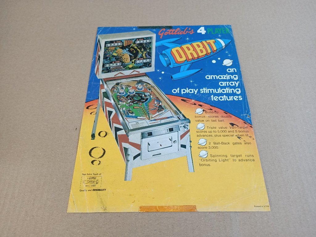 Flyer: Gottlieb Orbit (1971) Flipperkast, Envoi, Flipper (jeu), Gottlieb