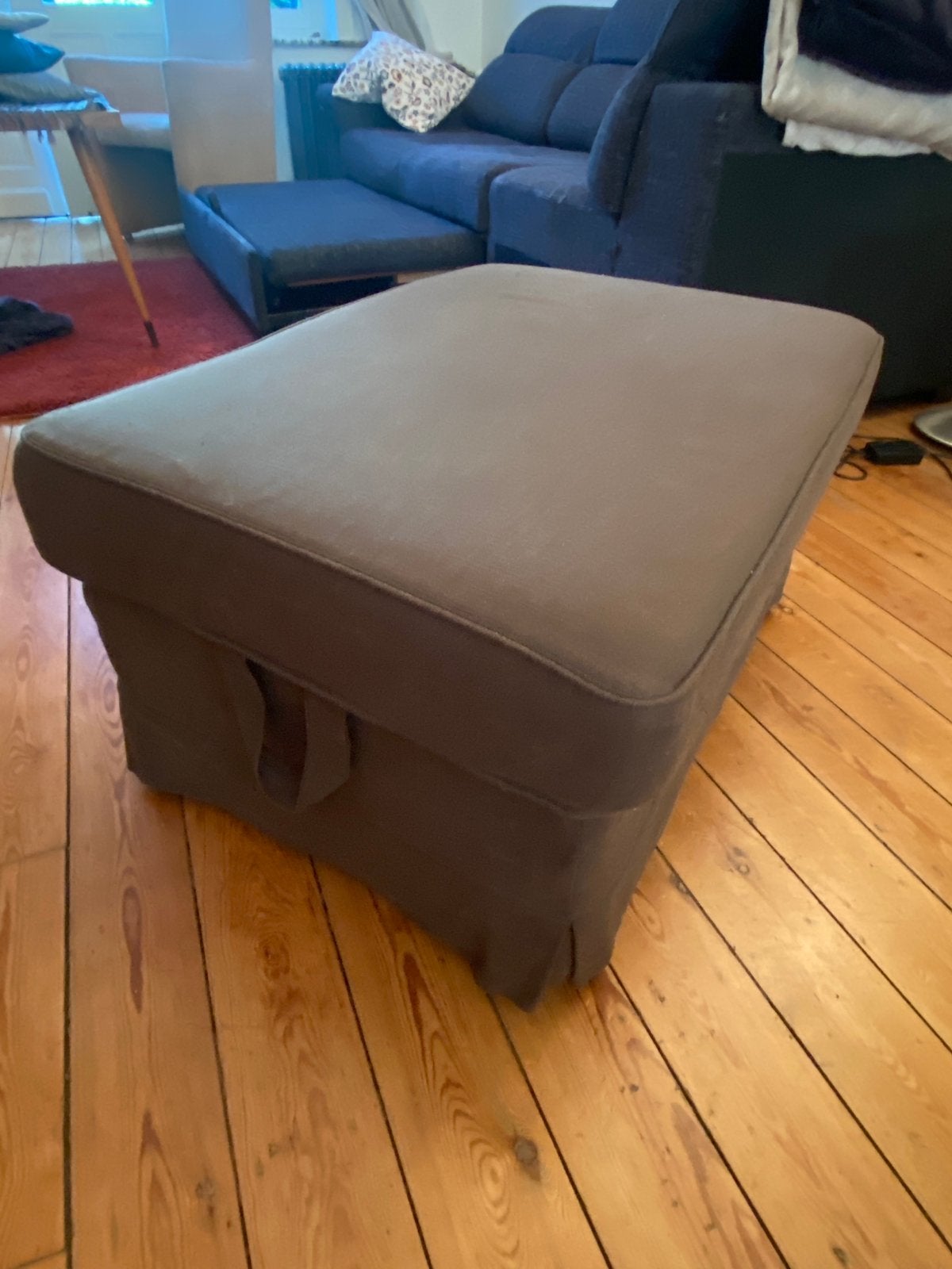 Pouf Coffre Repose-pied en tissu brun, Enlèvement, Comme neuf, Bois