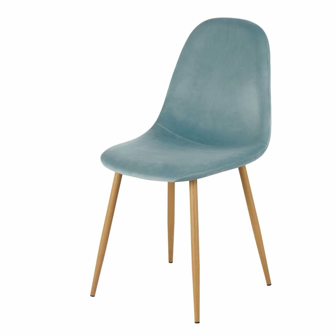 Stoel met bekleding van celadon blauw velours, Maison & Meubles, Enlèvement, Comme neuf, Bleu, Métal