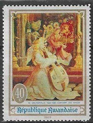 Rwanda 1969 - Yvert 296 - Anges musicaux - 40 c. (PF), Envoi, Non oblitéré