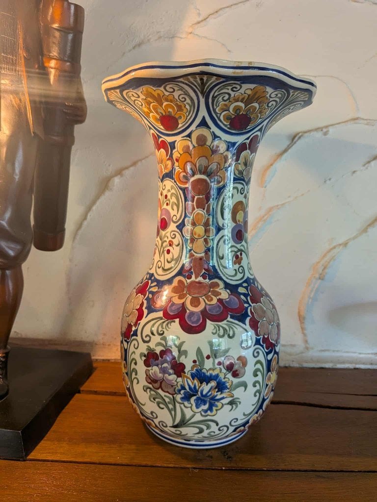 Grand vase polychrome Boch . Hauteur 30 cm, diam 15, Antiquités & Art, Enlèvement