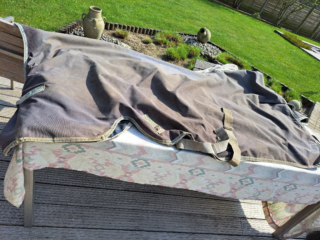 Paardendeken Amigo voor winter, Gebruikt, Dubbele borstsluiting, Blauw, Full (L)