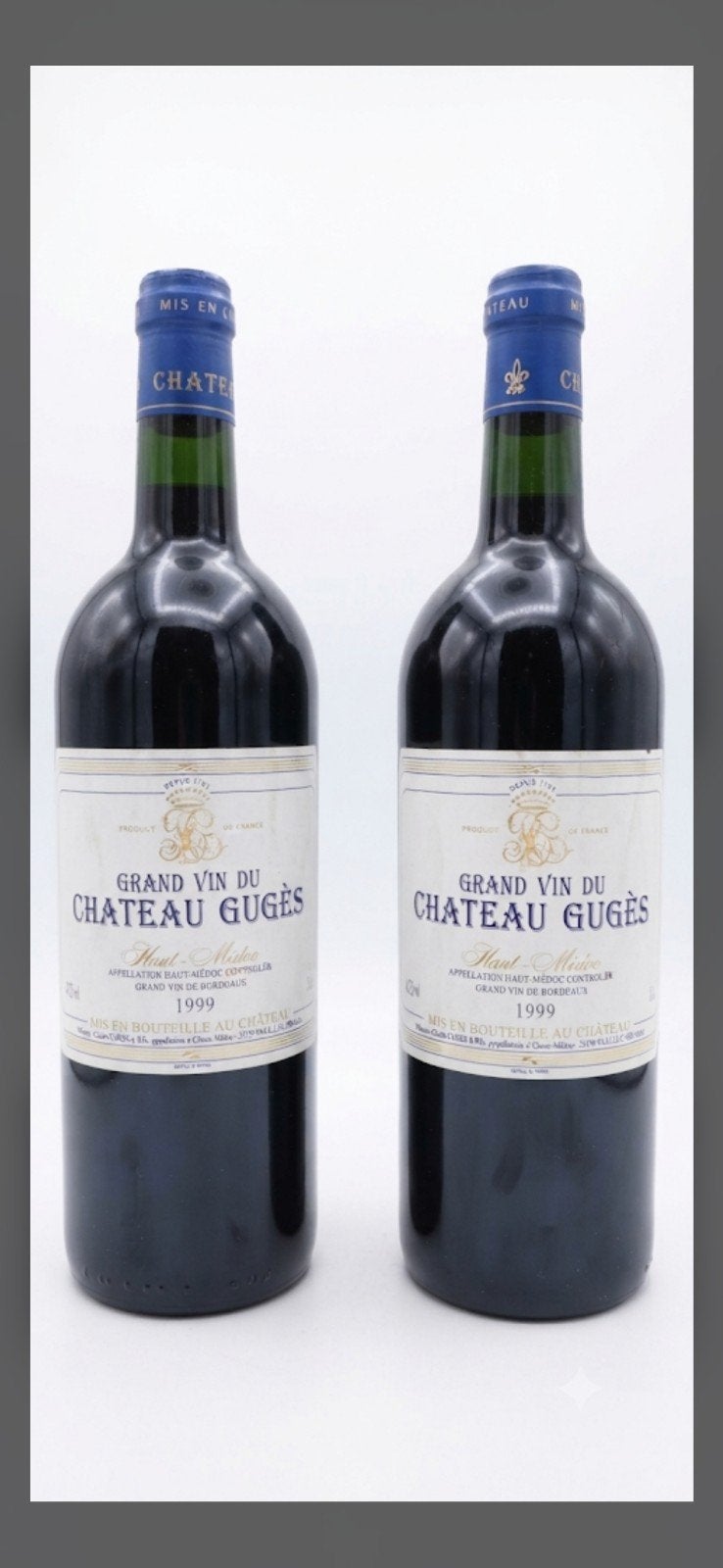 Château Gugès (Haut-Médoc) 1999 - Lot de 2 bouteilles, Collections, Vins, Enlèvement
