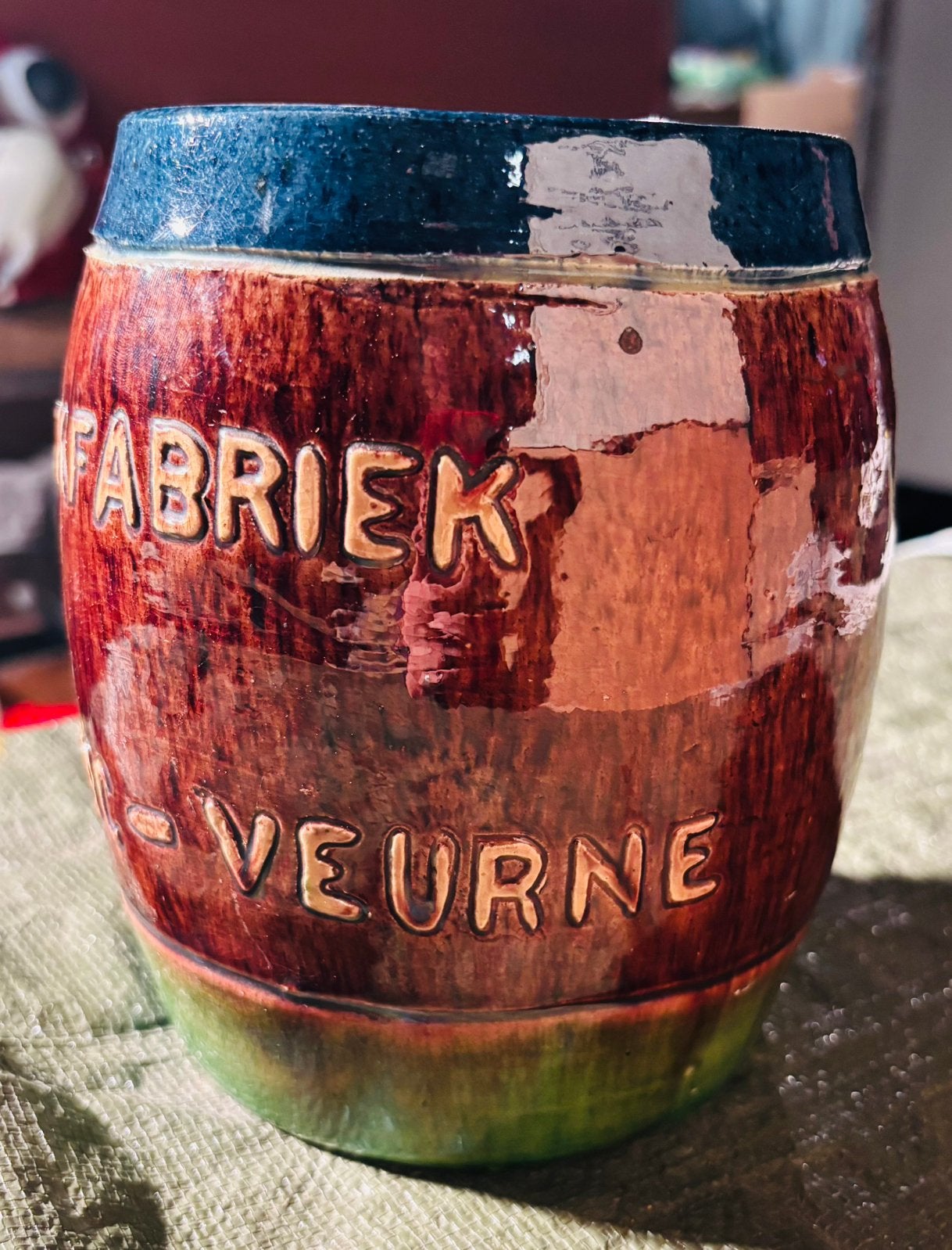 Pot à tabac ancien - Fabrique de tabac Dervaux Veurne, Collections, Enlèvement ou Envoi, Utilisé, Autres types