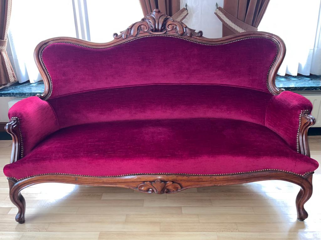 Fauteuil Louis XV, rouge vin, Trois personnes, Moins de 75 cm, 150 à 200 cm, Comme neuf