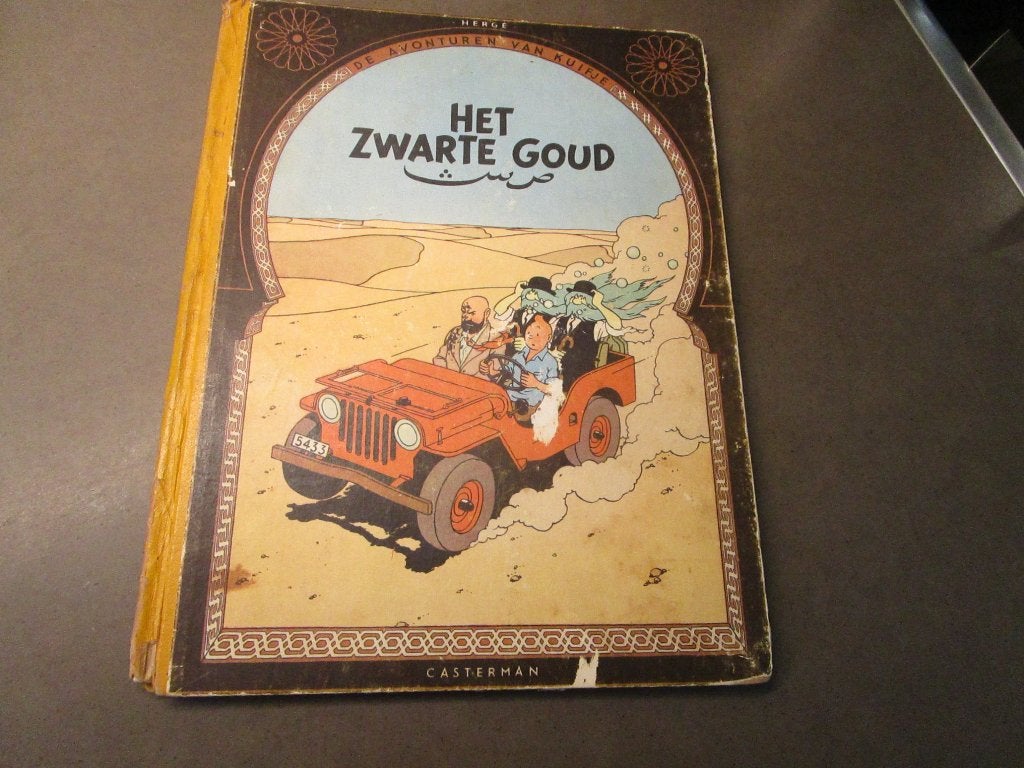 Kuifje - Het zwarte goud - HC - 1950 - 1e druk, Gelezen, Eén stripboek, Ophalen of Verzenden, Hergé