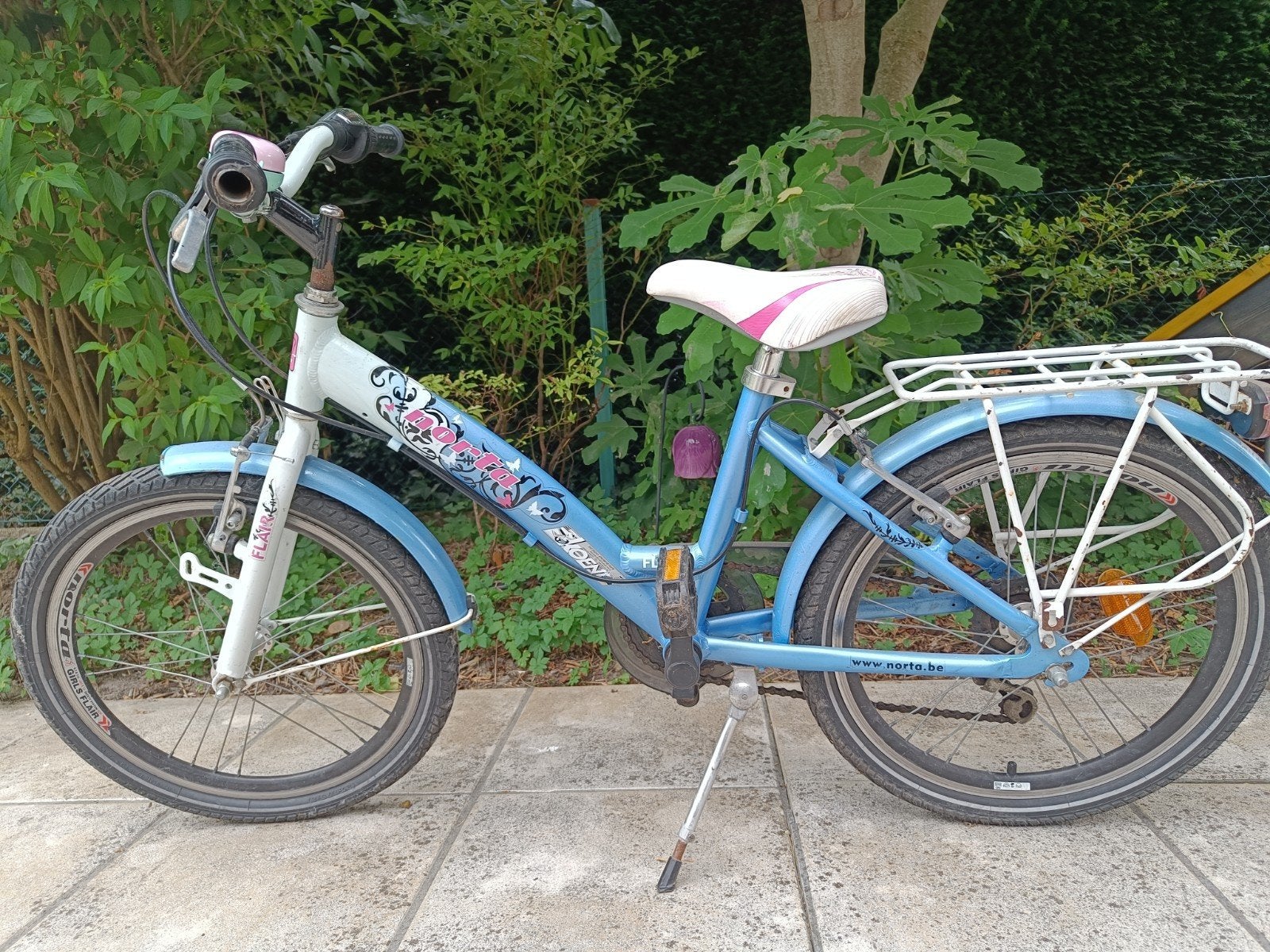 blauwe kinderfiets, meisje, merk Norta, 20 inch, Fietsen en Brommers, Ophalen, Gebruikt, Velgrem, Versnellingen