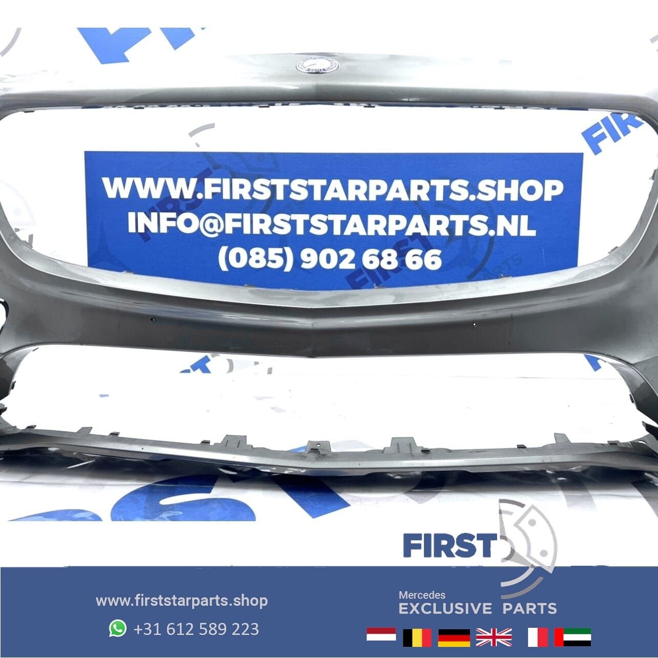 W156 X156 GLA AMG VOORBUMPER GRIJS + KOPLAMP SPROEIERS 2013-, Gebruikt, -, Voor, Ophalen of Verzenden