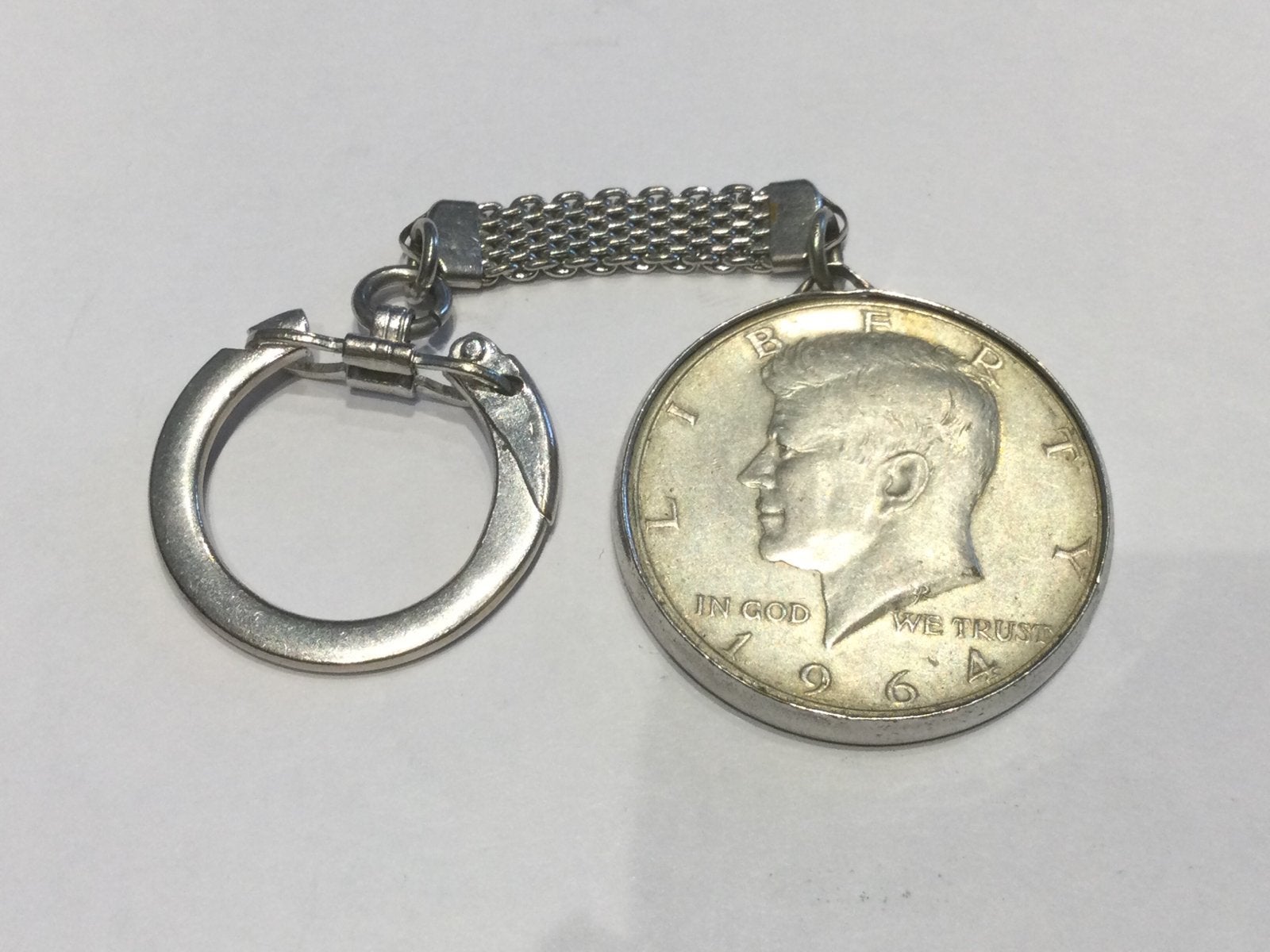 USA half dollar 1964 zilver sleutelhanger, Ophalen of Verzenden, Zilver