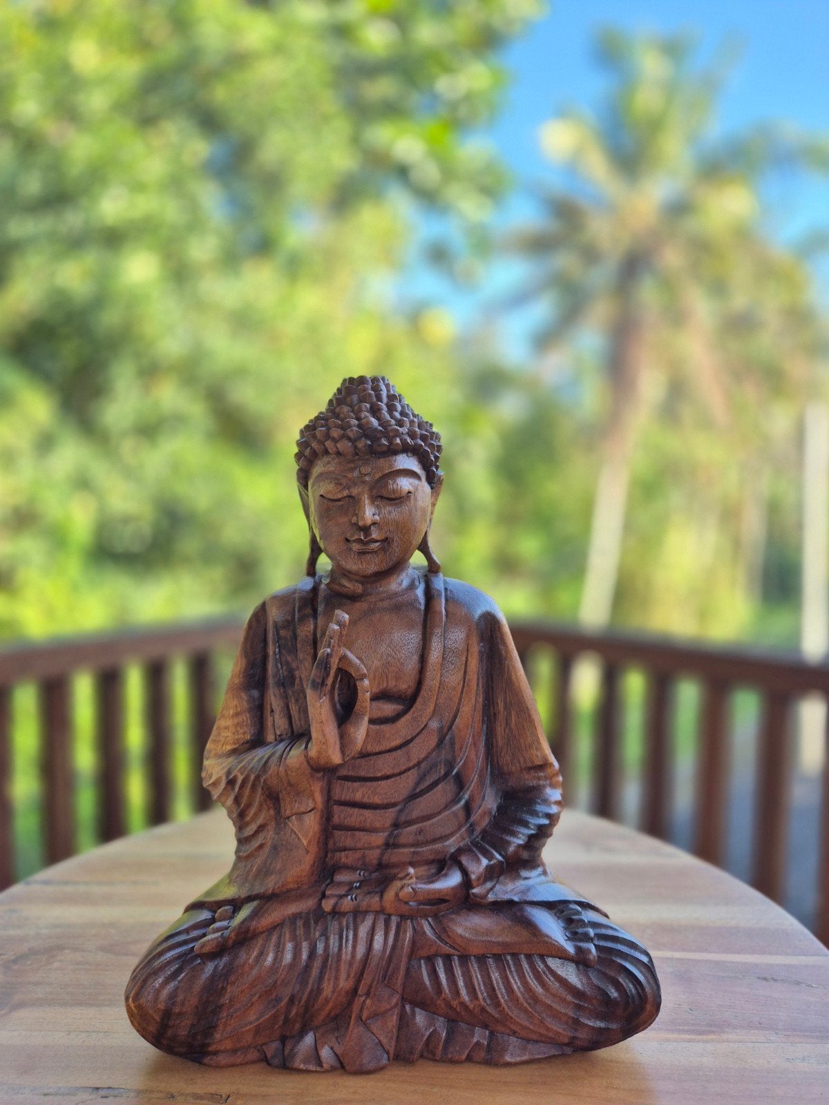 Bouddha en bois de Bali - 40 cm, Enlèvement ou Envoi, Bois