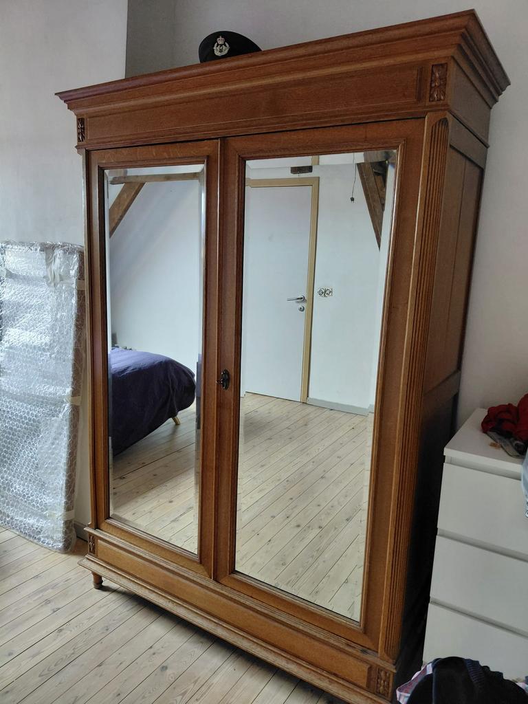 Mooie spiegelkast/ vestiaire kast, Antiek en Kunst, Ophalen, 100 tot 150 cm, 200 cm of meer