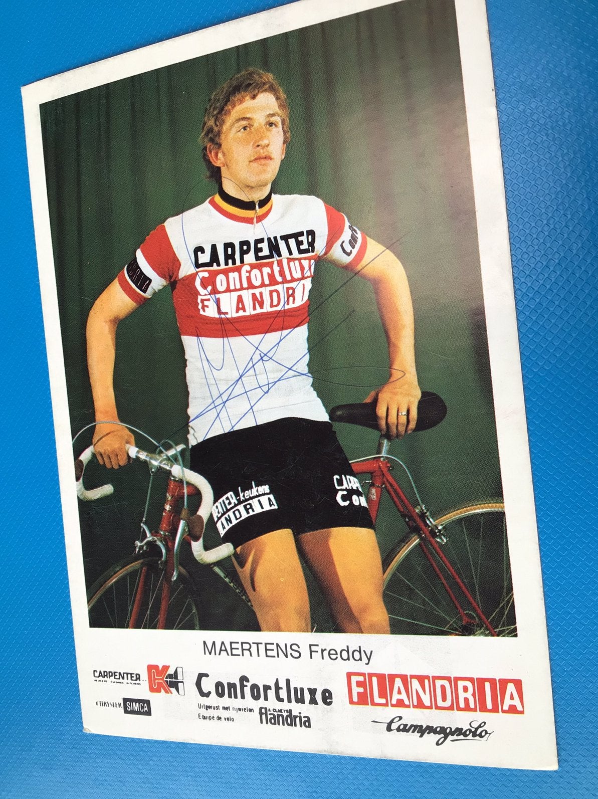Wielerkaart team flandria freddy maertens signe, Ophalen of Verzenden