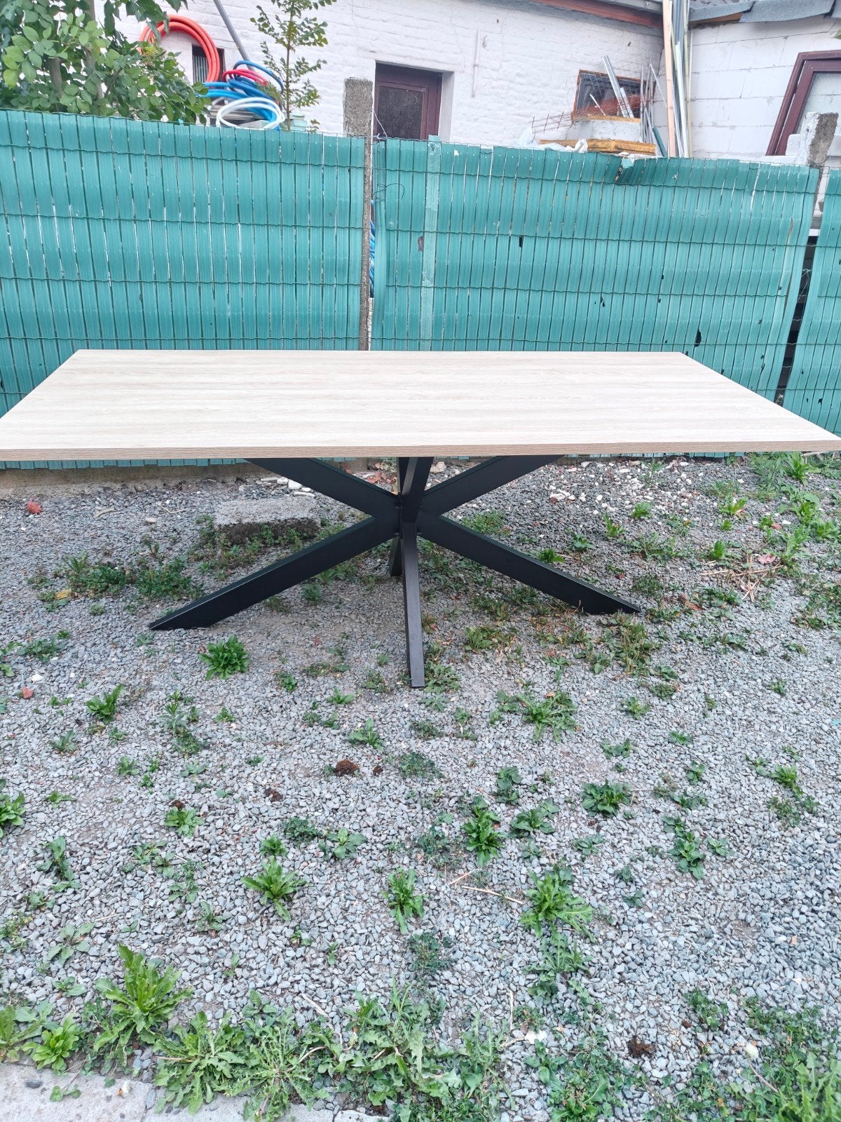 eettafel + 4 nieuwe casistoelen, Ophalen, 100 tot 150 cm, 200 cm of meer, Zo goed als nieuw