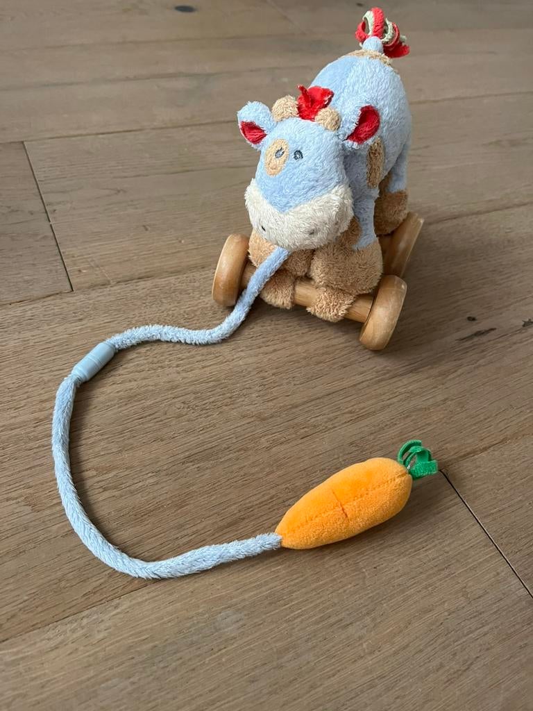 Koe knuffel op wieltjes, Ophalen, Zo goed als nieuw, Koe