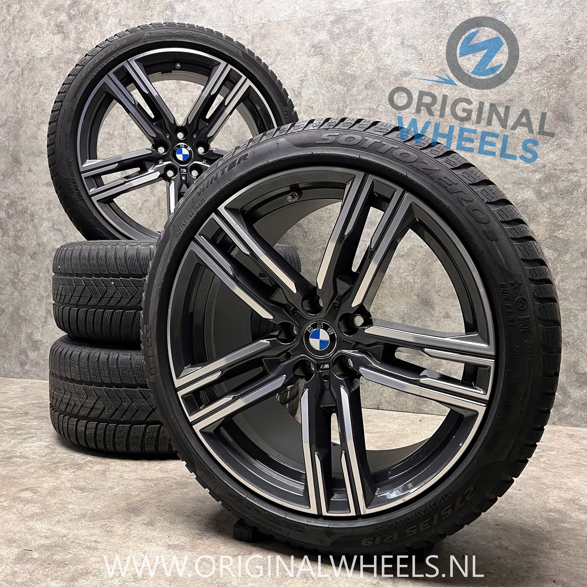 19 inch originele velgen + winterbanden BMW 5 serie 727 M, 19 inch, -, -, Banden en Velgen