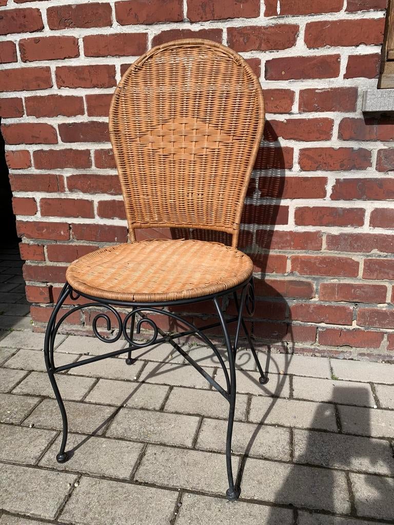 Decoratief terras stoeltje, Huis en Inrichting, Stoelen, Ophalen, Bruin, Zo goed als nieuw, Metaal