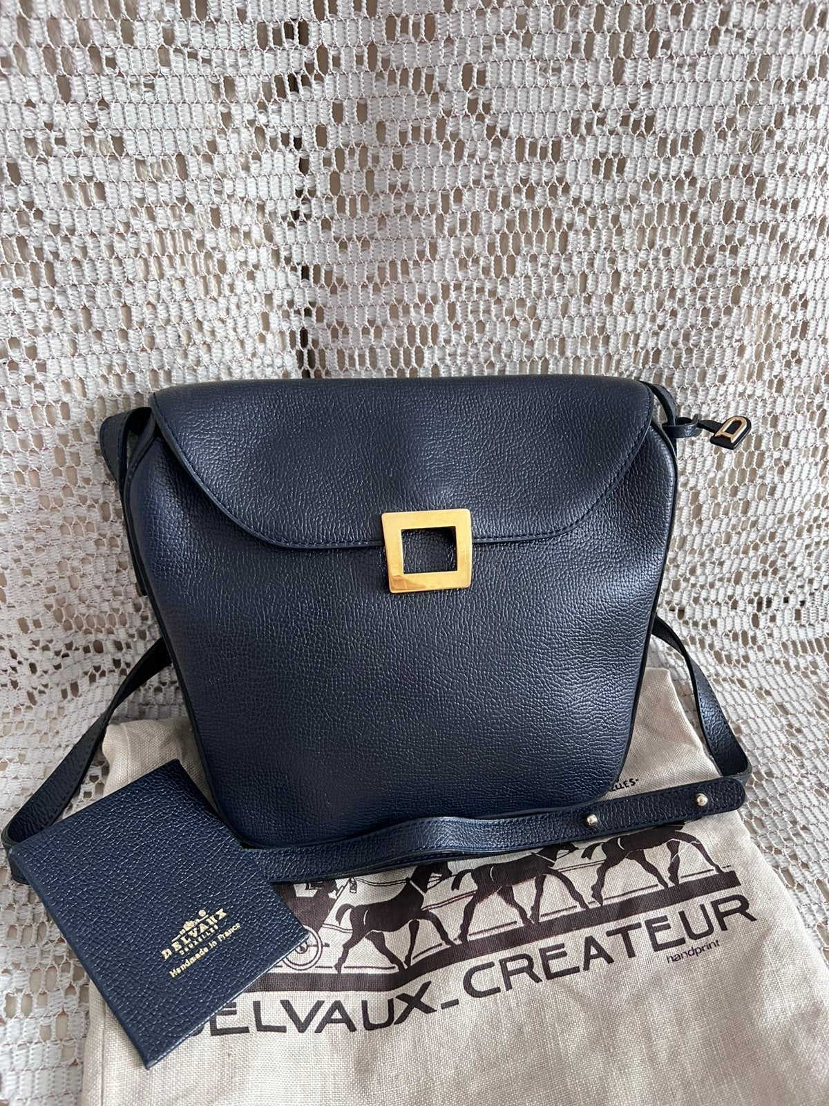 Sac DELVAUX modèle Amitié cuir bleu marine, Enlèvement ou Envoi, Comme neuf, Bleu, Cuir
