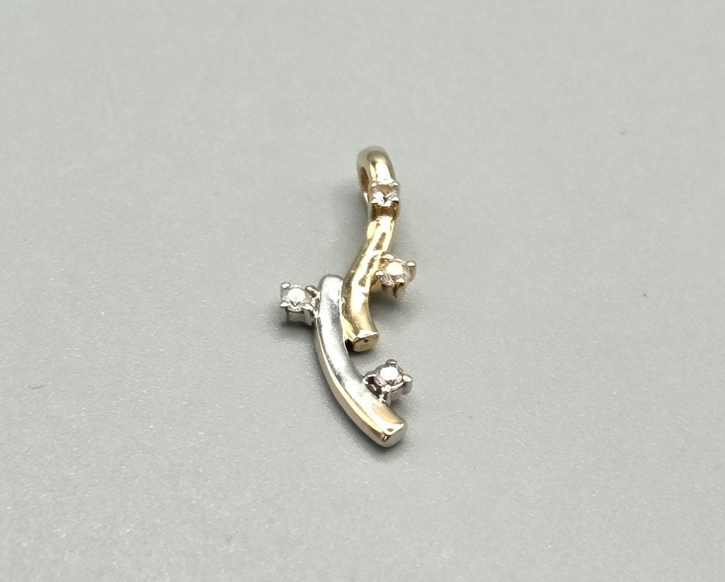 Pendentif bicolore en or vintage avec diamant. 2026/705, Bijoux, Sacs & Beauté, Enlèvement ou Envoi, Comme neuf, Or, Avec pierre précieuse